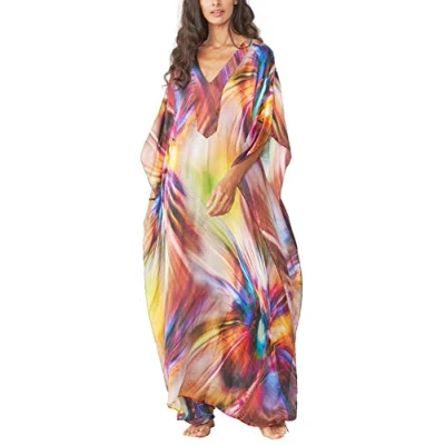 Afbeelding van YouKD Dames Zomer Kaftan Quick Dry Maxi Bohemian Jurk Strand Bikini Coverup Robe Lange Kimono One Size