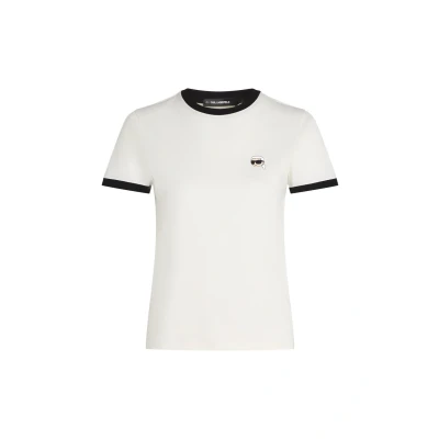 Afbeelding van KARL Lagerfeld IKON Patch SLIM Tshirt basic, Dames, Maat: Large, Cannoli cream