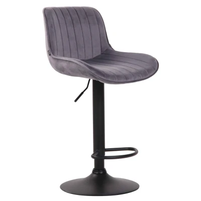 Afbeelding van Barkruk Mandal Velvet Zwart Frame Donkergrijs
