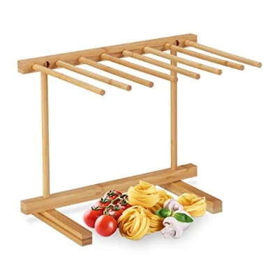 Afbeelding van Relaxdays pasta droogrek bamboe pastadroogrek 8 armen pastadroger pastarek