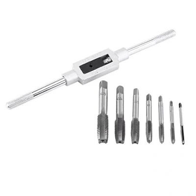 Afbeelding van 7pcs Jeu de Tarauds Métrique Robinet à Réglable Filetage la Main avec Clé M3 M4 M5 M6 M8 M10 M12
