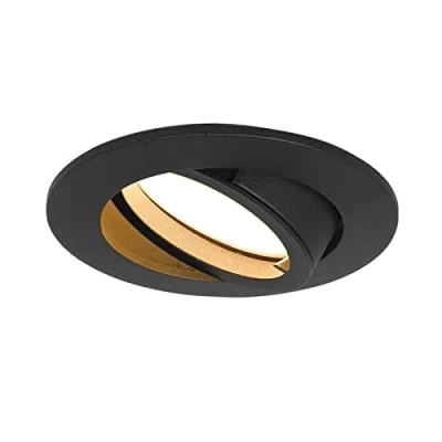 Afbeelding van 1x HCFEI LED Inbouwspots mat zwart 3000K warm wit 5 Watt Dimbaar en kantelbaar GU10 module Ronde plafondspots (Ø68 mm) Spotjes verlichting voor woonkamer, gang slaapkamer