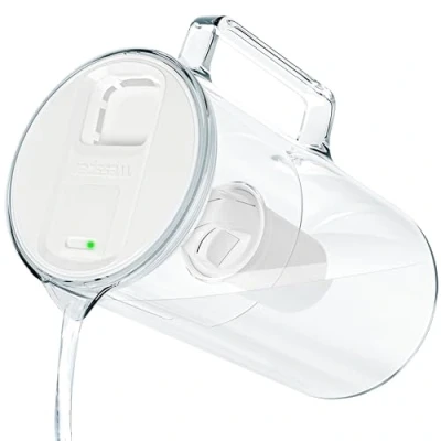 Afbeelding van Wessper Waterfilterkan met Filterwisselteller, 3 Liter, Kan Filters, BPA FREE Drink Waterfilterpatronen, Glazen Filterkan Actief Koolstof Filter, Wit