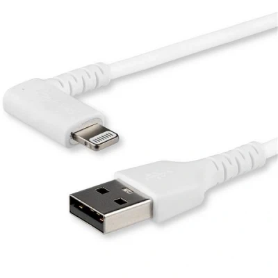 Afbeelding van StarTech.com 1 m gehoekte Lightning naar USB kabel Apple MFi gecertificeerd wit