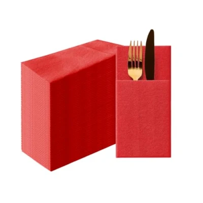 Afbeelding van PAW Airlaid Pocket Servetten (39 x 40 cm) I 50 stuks Effen Stofachtig Elegante Tafel Decoratie HoReCa Voor gelegenheden zoals Bruiloften, Partijen, Kerstmis Color: Red