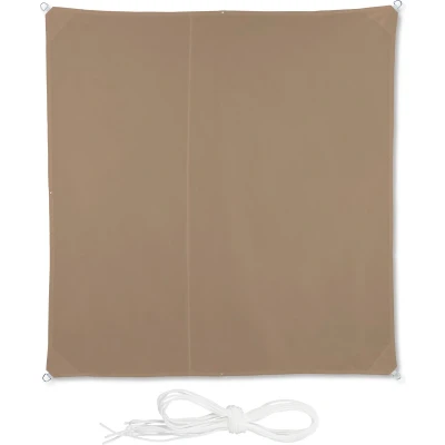 Afbeelding van Relaxdays schaduwdoek vierkant zonwering schaduwzeil waterafstotend donkerbruin 3 x m