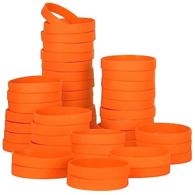 Afbeelding van THXIY 25 STKS Siliconen Armbanden Polsbandjes,Blank Rubber Polsbandjes Elastische Universele Groothandel Armband Bands Bulk Voor Volwassenen Mannen Vrouwen Oranje