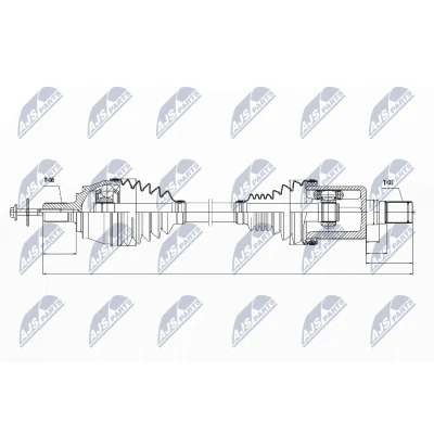 Afbeelding van NTY NPW VV 031 Aandrijfas Vooras links Automatische versnellingsbak VOLVO: V40 Hatchback