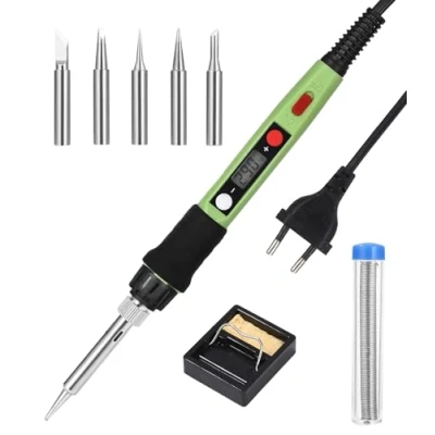 Afbeelding van Zawaer Soldeerbout, soldeerboutkit 80 W, instelbare temperatuur 180 C 500 C, elektrisch, met aan/uit 5 soldeerpunten, reparatiehouder, voor de dagelijkse reparatie van lassen