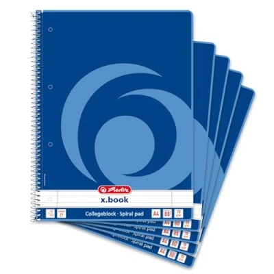 Afbeelding van Herlitz 306423 Collegeblok, A4, 80 vellen rand links en rechts, 5 stuks
