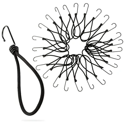 Afbeelding van PRETEX Bungee Koorden met Haken 25st x 23 cm Universele Koord Pakket en Bevestigingen Zwaar Bungees Perfect voor Kamperen, Bagage Zeildoek