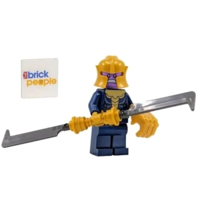 Afbeelding van LEGO Superhelden: Thanos minifiguur met Infinity Sword en Blue Cape