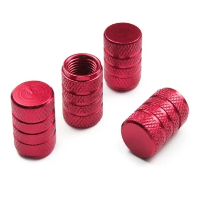 Afbeelding van Pitlane Performance® Aluminium Ventieldopjes; Set van 4 Schrader Ventieldoppen Geschikt voor Auto, SUV, Motor &amp; Fiets Duurzame Bescherming Wielventielen (Rood, Comfort)
