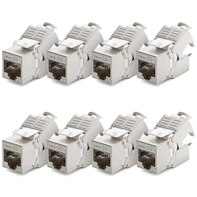 Afbeelding van deleyCON 8x CAT 7 Keystone Jack Module Optimaal voor CAT7 CAT6 CAT6a Kabels Leggen Connector Patch Kabel Netwerk STP Afscherming RJ45 Vrouwelijk 1000 MHz 10 Gbit/s Isolatie Verplaatsing (LSA)
