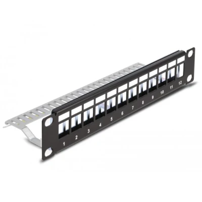 Afbeelding van Delock 10″ Keystone Patchpanel 12 Port mit Entlastungsschiene 1 HE s