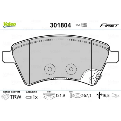 Afbeelding van Valeo Remblokset 301804