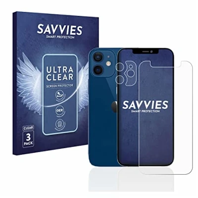 Afbeelding van Savvies (6 Stuks) Schermbeschermer voor Apple iPhone 12 mini (Voor+Camera) Screen Protector Ultra Transparant