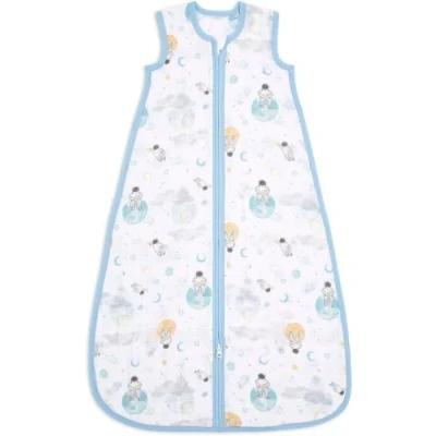 Afbeelding van aden + anais™ Essentials Katoenen mousseline slaapzak, 1,0 TOG draagbare deken voor baby&#039;s, kleurrijk patroon meisjes en jongens, slaapzak pasgeborenen, 100% katoen, 0 6 maanden, Space