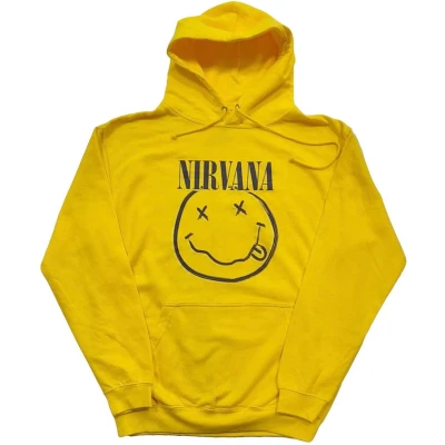 Afbeelding van Nirvana Inverse Happy Face Hoodie/trui M Geel