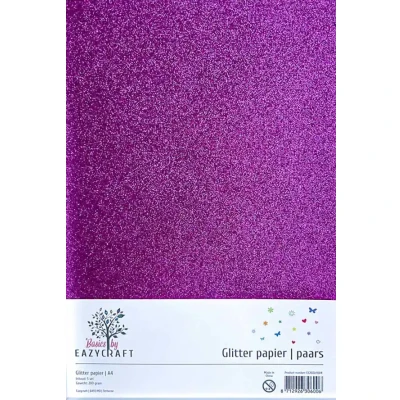 Afbeelding van Eazycraft Glitterpapier A4 Paars (5st)