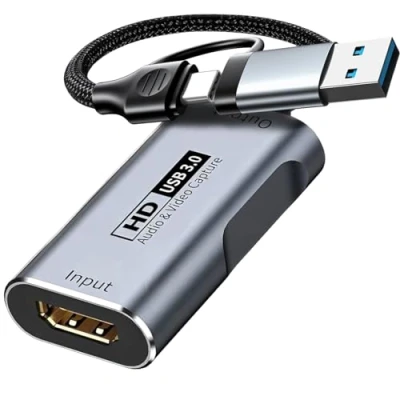 Afbeelding van Video opnamekaart, 4K HDMI naar USB 3.0 USB/USB C Audio Recording in 1080P @60Hz, 2K @30Hz voor onderwijs, uitzending, gaming, streaming, videoconferentie