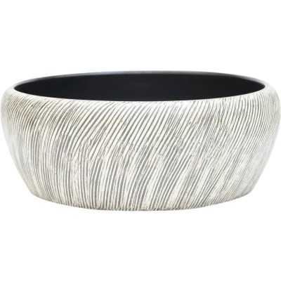 Afbeelding van vidaXL Opzetwasbak rond F41x14 cm keramiek zwart en grijs