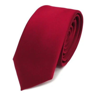 Afbeelding van TigerTie Herenstropdas smalle satijnen stropdas van 6 cm in effen design, ideaal voor zakelijke afspraken, feestelijke gelegenheden en vrije tijd, Rood karmijnrood, Krawattengröße: ca. Länge 150 cm,