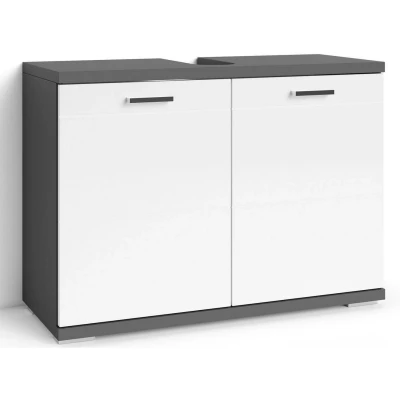 Afbeelding van byLIVING Wastafelonderkast Nebraska Breedte 80 cm, badkamerkast, mdf fronten in hoogglans look