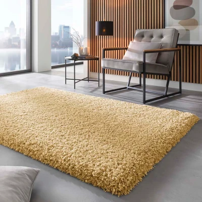 Afbeelding van Hoogpolig Vloerkleed Shaggy Prime Goud 240x340 Cm