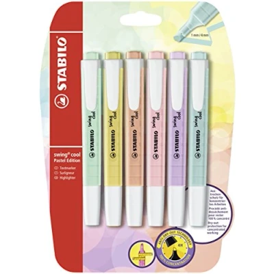 Afbeelding van Tekstmarkeerstift STABILO swing cool Pastel Edition 6 stuks kleuren