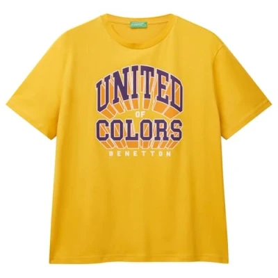 Afbeelding van United Colors of Benetton WITH LOGO Tshirt print, Heren, Maat: Small, Yellow