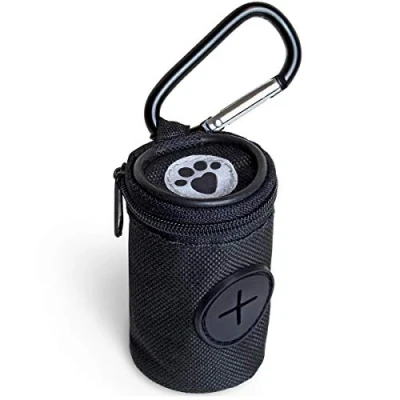 Afbeelding van igadgitz Home U7168 dispenser voor hondenpoepzakjes van stof, hondenpoeptas met karabijnhaak, zwart