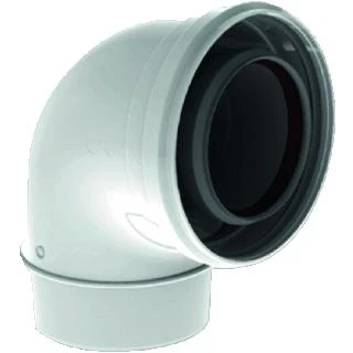 Afbeelding van Burgerhout TwinSafe rookgasafvoerbocht 90 Ø100/150 mm concentrisch PP, wit