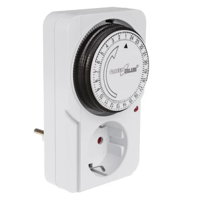Afbeelding van GreenBlue Tijdschakelaar Timer Schakelaar Type F Mechanische tijdschakelklok 48 programma&#039;s, max. belasting 16A, IP20, GB360