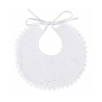 Afbeelding van Filet Elegant en afgewerkt slabbetje, volledig van katoen met Aida inzetstuk om te borduren, ideaal voor baby&#039;s peuters, 100% Made in Italy, kleur wit