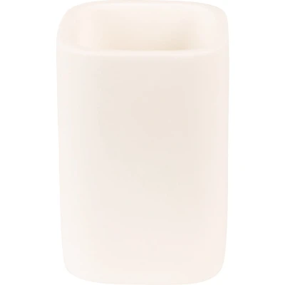Afbeelding van Clayre &amp; Eef Tandenborstelhouder 7x7x10 cm Wit Keramiek Vierkant Badkamer Beker