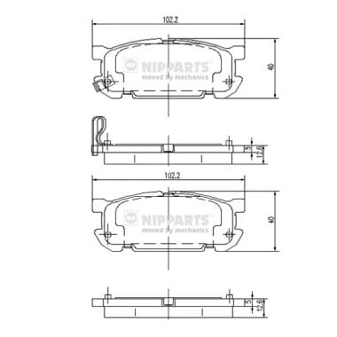 Afbeelding van NIPPARTS J3613020 Remblokkenset Achteras Met akoestische slijtagewaarschuwing MAZDA: MX 5 II (NB) 1.6 16V, 1.8 1.8, i Turbo 1998 2005