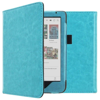 Afbeelding van Kobo Clara BW Hoes: imoshion Vegan Leather Bookcase Lichtblauw Kunstleder E Reader Hoezen