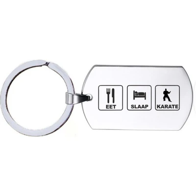 Afbeelding van Sleutelhanger RVS Eet Slaap Karate