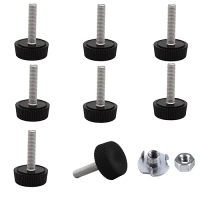 Afbeelding van SKIR&#039;CO 8 stuks, meubelstelpoten M5 x 20 mm, verstelbare metalen ronde poten, schroefdraad steel, nivellervoet (moeren inbegrepen)