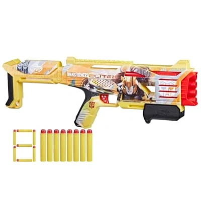 Afbeelding van Nerf Transformers Bumblebee Dart Blaster, inclusief 8 Elite Darts, Pump Action
