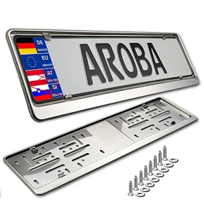 Afbeelding van 2 x premium kentekenplaathouder, 100% roestvrij staal, gepolijst, voor Duitsland en EU (kenteken van de grootte 520 mm 110 mm) kentekenplaathouder Inox staal V2A