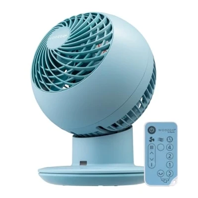 Afbeelding van Woozoo, Ultra krachtige tafelventilator, stil &amp; draagbaar, 30m², 25m bereik, Multidirectionele oscillatie, Afstandsbediening, Timer, Woonkamer Woozoo PCF SC15T Mat blauw