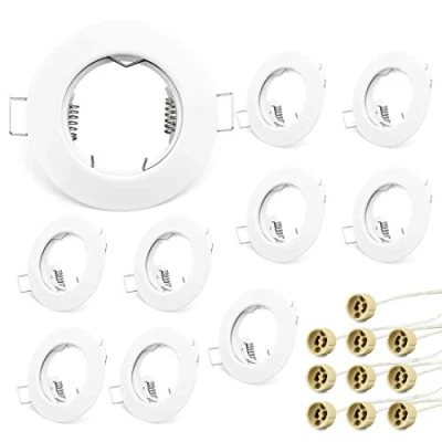 Afbeelding van KYOTECH 10x inbouwspots GU10 set inbouwframes in wit staal incl. fitting voor LED of halogeenlampen, rond