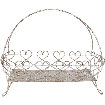 Afbeelding van Clayre &amp; Eef Etagère 50x24x41 cm Wit Bruin IJzer Fruitschaal