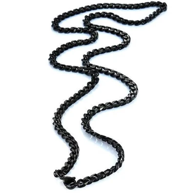 Afbeelding van Cuban Link Heren Ketting Zwart Staal 5mm Dikke Schakels Kettingen Schakelketting Cadeau voor Man Mannen Cadeautjes