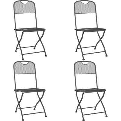 Afbeelding van vidaXL Tuinstoelen inklapbaar 4 st metaalgaas antracietkleurig