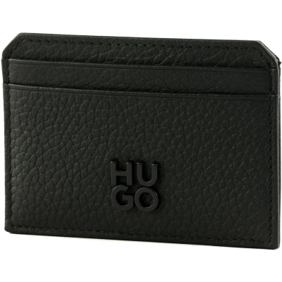 Afbeelding van HUGO Leren Kaarthouder Nesh Cardcase Black Zwart