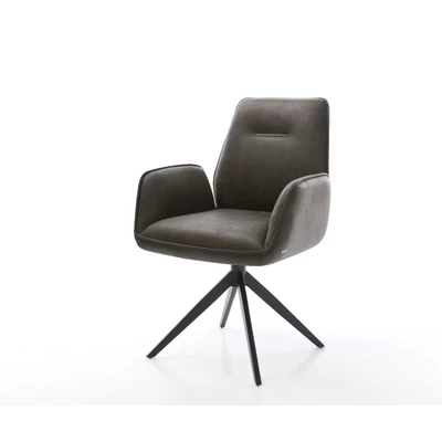 Afbeelding van DELIFE Draaistoel Zoa Flex microvelours antraciet vintage kruisframe breed zwart 360 draaibaar rocker functie pocketveer kern