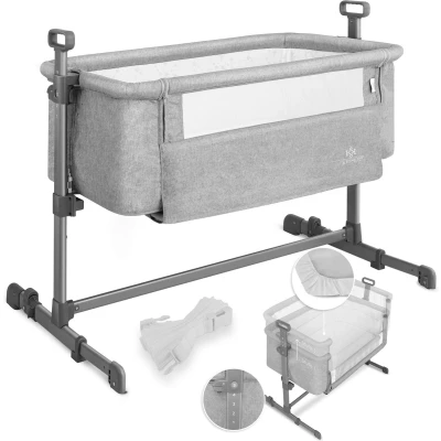 Afbeelding van KESSER® Hubi 3in1 Babybed Reisbed met zacht matras, wielen, 5 standen hoogteverstelling, inklapbare zijwand voor thuis en onderweg